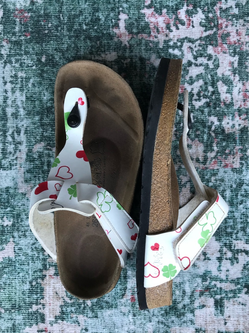 Birkenstock Women’s White Heart & Clover Cork Footbed Sandals